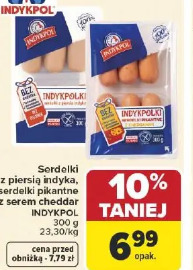 Serdelki z piersią indyka, serdelki pikantne z serem cheddar Indykpol