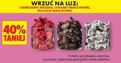 Cherrissimo mieszko, cukierki trufle Wawel, Michałki białe Wawel
