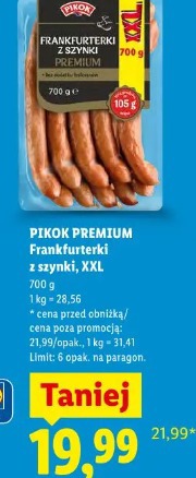 Pikok Premium Frankfurterki z szynki, XXL