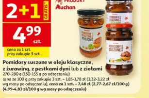 Pomidory suszone w oleju klasyczne, z żurawiną, z pestkami dyni lub z ziołami Auchan
