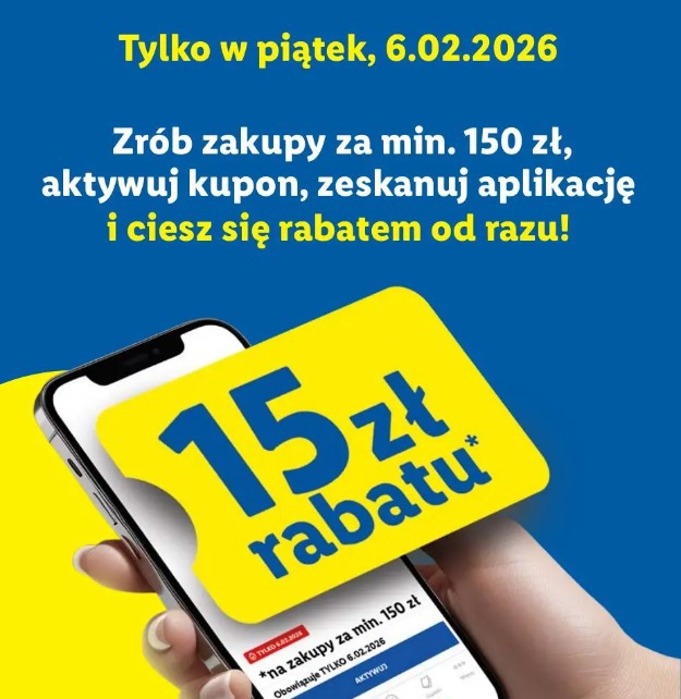 15 zł rabatu na zakupy za min. 150 zł