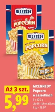 Mcennedy Popcorn w saszetkach słodki lub maślany