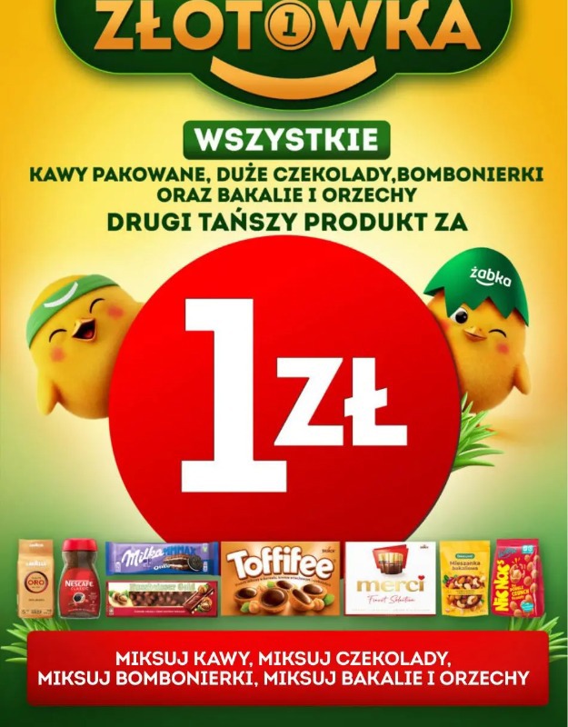 Wszystkie kawy pakowane, duże czekolady, bombonierki oraz bakalie i orzechy