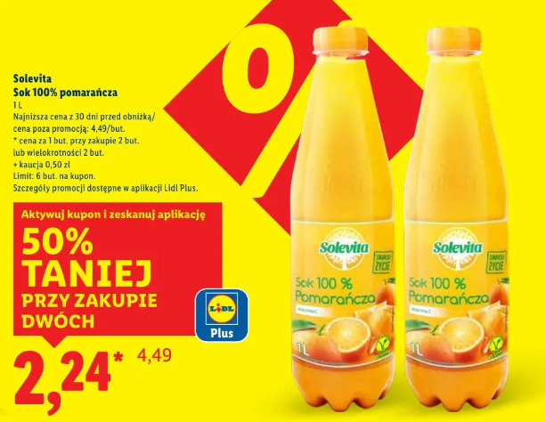 Solevita Sok 100% pomarańcza