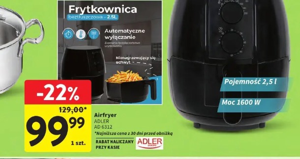 Frytkownica beztłuszczowa Airfryer Adler