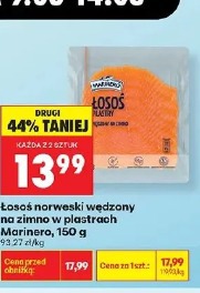 Łosoś norweski wędzony na zimno w plastrach Marinero