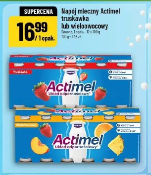 Napój mleczny Actimel truskawka lub wieloowocowy Danone