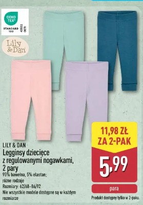 Lily & Dan Legginsy dziecięce z regulowanymi nogawkami, 2 pary