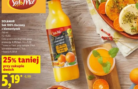 Sol&Mar Sok 100% tłoczony z klementynek