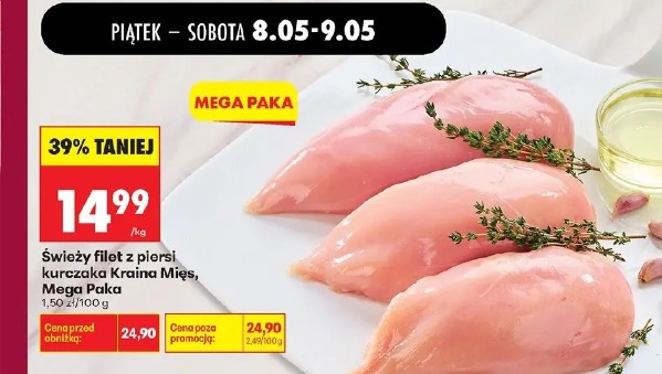 Świeży filet z piersi kurczaka Kraina Mięs Mega Paka
