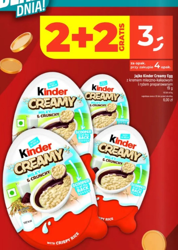 Jajko Kinder Creamy Egg z kremem mleczno-kakaowym i ryżem preparowanym