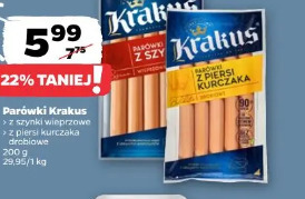 Parówki Krakus z szynki wieprzowe z piersi kurczaka drobiowe