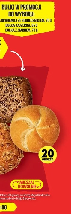 Bułka grahamka ze słonecznikiem, bułka kajzerka, bułka z ziarnem