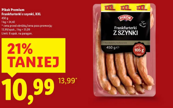 Pikok Premium Frankfurterki z szynki