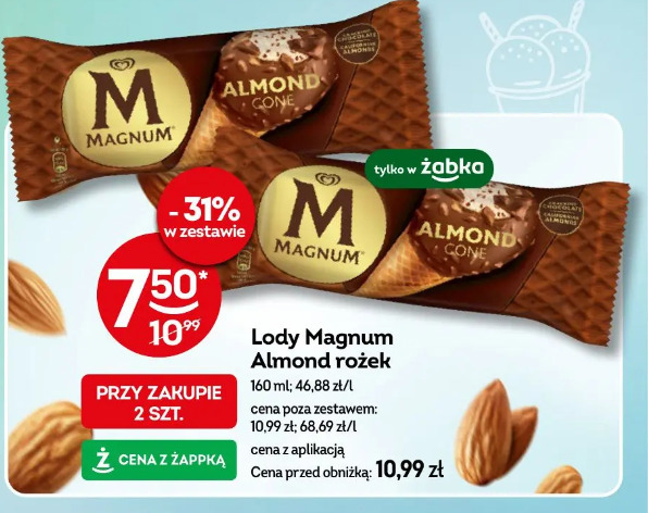 Lody Magnym Almond rożek