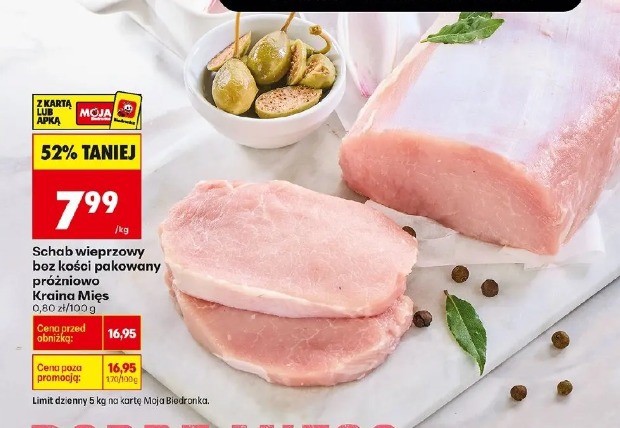 Schab wieprzowy bez kości pakowany próżniowo