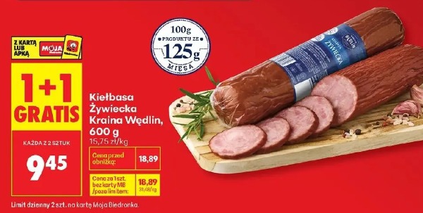 Kiełbasa żywiecka Kraina Wędlin, 600g
