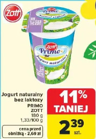Jogurt naturalny bez laktozy PRIMO ZOTT