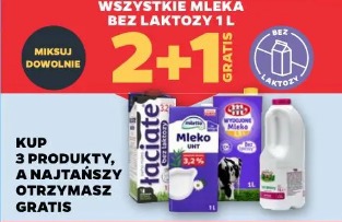 Wszystkie mleka bez laktozy 1l 2+1 gratis