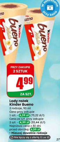 Lody rożek Kinder Bueno