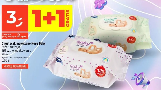 Chusteczki nawilżane Hops Baby różne rodzaje