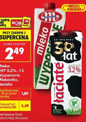 Mleko UHT 3,2% 1 l: Wyposażone Mlekovita, Łaciate