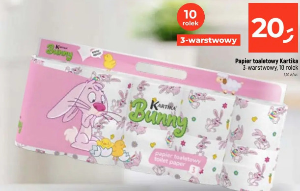 Papier toaletowy Kartika Bunny 3-warstwowy, 10 rolek