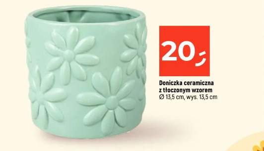 Doniczka ceramiczna z tłoczonym wzorem
