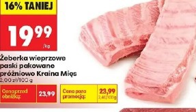 Żeberka wieprzowe paski pakowane próżniowo Kraina Mięs
