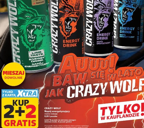 Crazy Wolf napój energetyzujący różne rodzaje