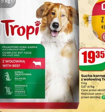 Tropi sucha karma dla psa z wołowiną