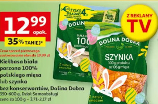 Kiełbasa biała parzona 100% polskiego mięsa lub szynka bez konserwantów, Dolina Dobra