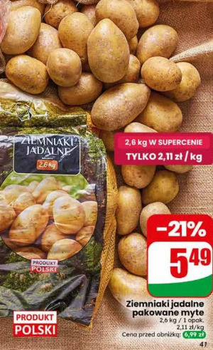 Ziemniaki jadalne pakowane myte