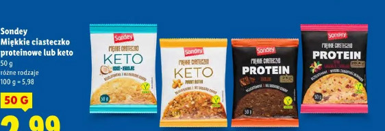 Sondey Miękkie ciasteczko proteinowe lub keto