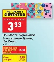 Chusteczki higieniczne 3-warstwowe Queen