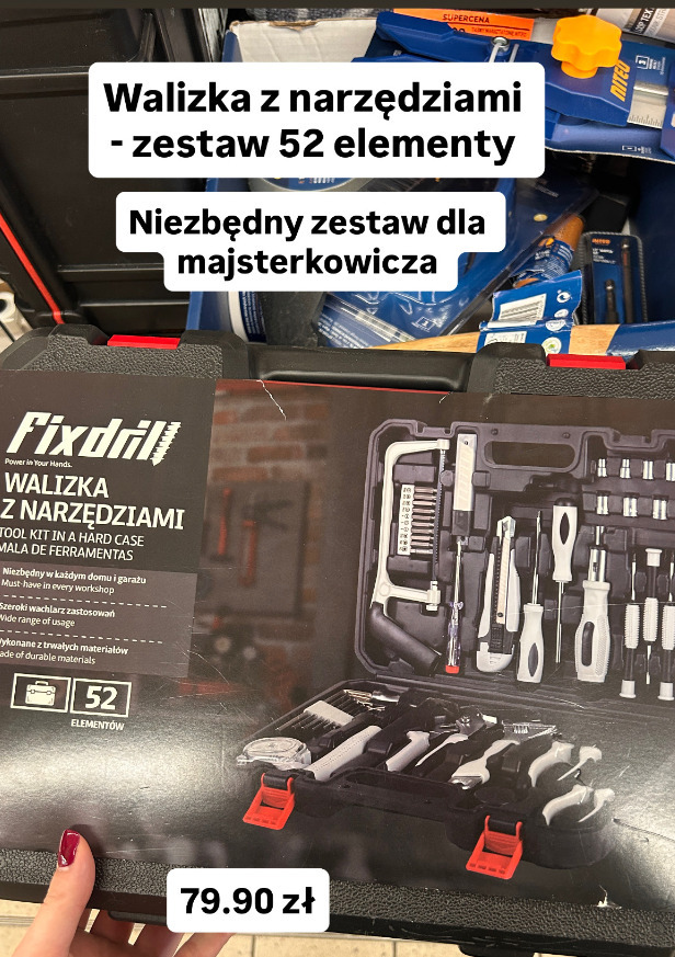 Fixdril walizka z narzędziami zestaw 52 elementy