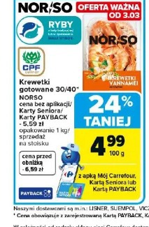 Krewetki gotowane 30/40 NORSO