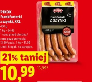 PIKOK Frankfurterki z szynki, XXL 