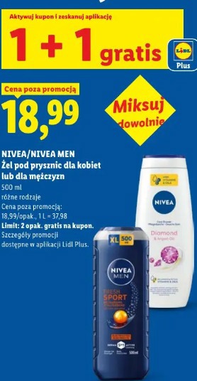Nivea/Nivea Men Żel pod prysznic dla kobiet lub dla mężczyzn