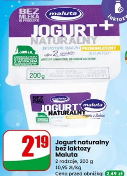 Jogurt naturalny bez laktozy Maluta