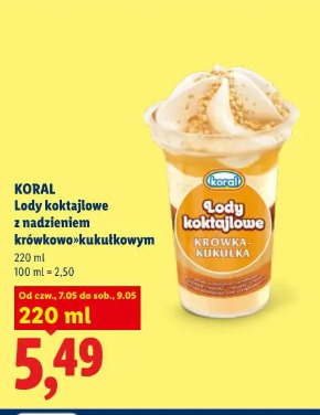 Koral Lody koktajlowe z nadzieniem krówkowo-kukułkowym