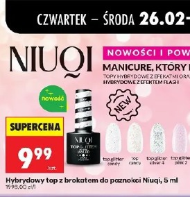 Hybrydowy top z brokatem do paznokci Niuqi