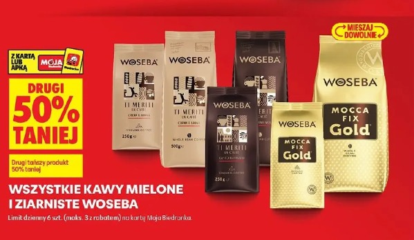 Wszystkie kawy mielone i ziarniste Woseba druga 50% taniej
