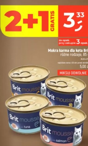 Mokra karma dla kota Brit różne rodzaje, 85 g