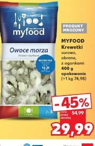 Myfood owoce morza krewetki surowe obrane z ogonkami