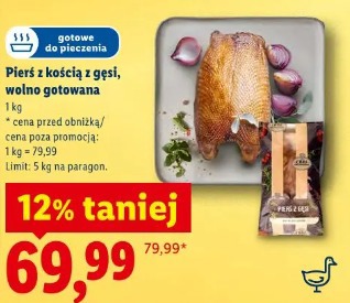 Pierś z kością z gęsi, wolno gotowana