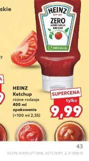 Heinz Ketchup zero added sugar and salt