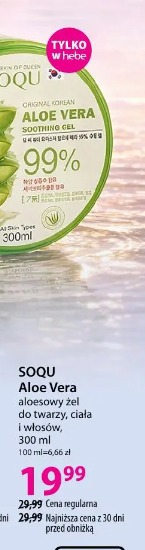Soqu Aloe Vera aloesowy żel do twarzy, ciała i włosów