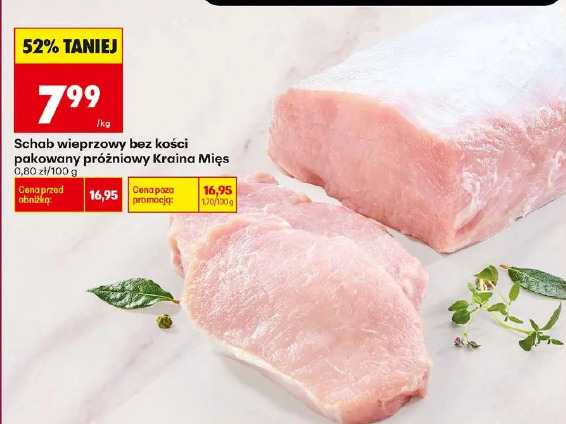 Schab wieprzowy bez kości pakowany próżniowo Kraina Mięs