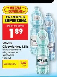 Woda Cisowianka, 1,5 l: lekko gazowana, gazowana